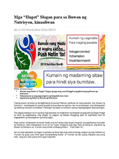 Hugot Lines For Slogan Nutrition Month .